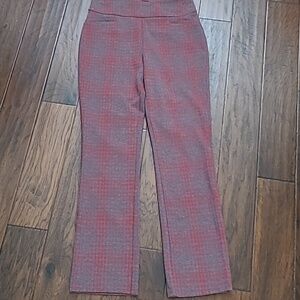 7th Avenue Design Studio Red & Grey Plaid Pullon Pants size Medium